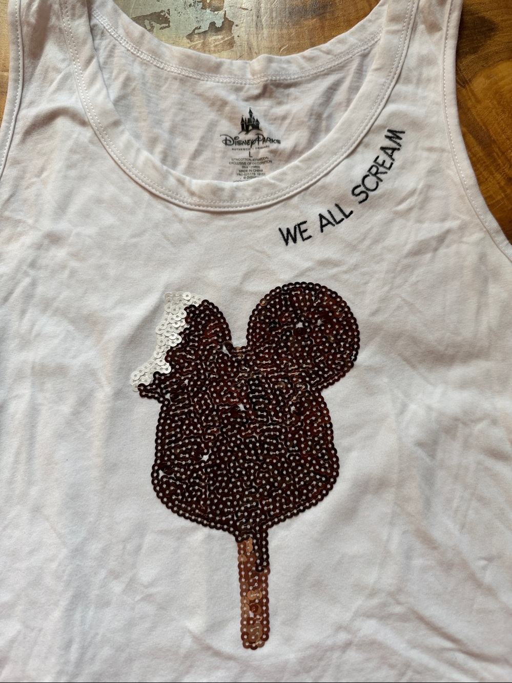 Disney Parks Mickey Mouse Ice Cream Bar Sequin Tank Top We All Scream